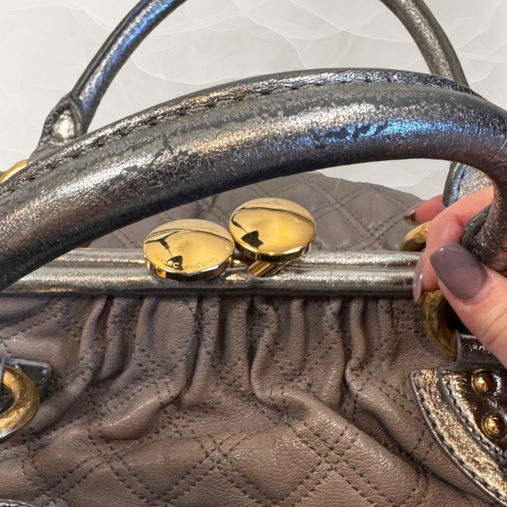 Marc Jacobs Quilted Stan Satchel in Metallic Silver and Gray - Picture 12 of 16